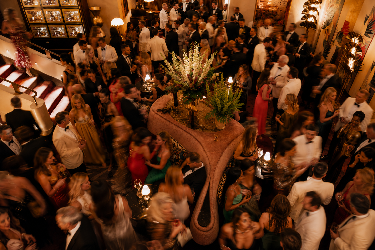 Guests gather during the Academy of Contemporary Art Gala, viewed from above