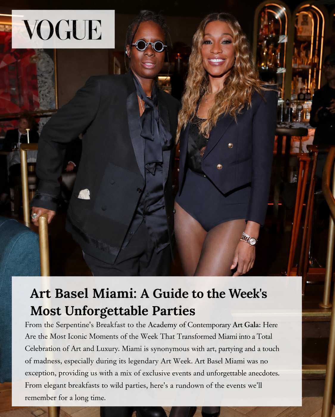 Vogue — Art Basel Miami: A Guide to the Week's Most Unforgettable Parties, featuring the Academy of Contemporary Art Gala